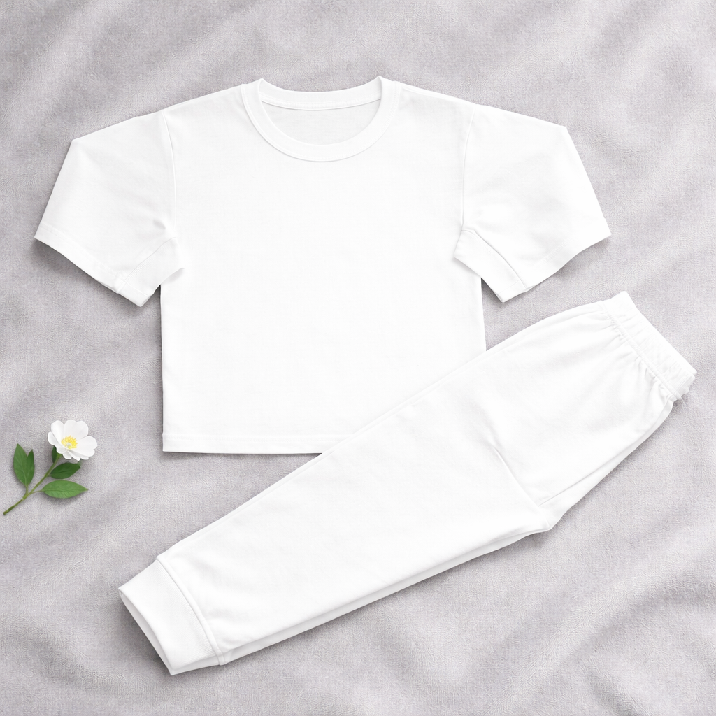 -Kids White Pyjamas -LONG