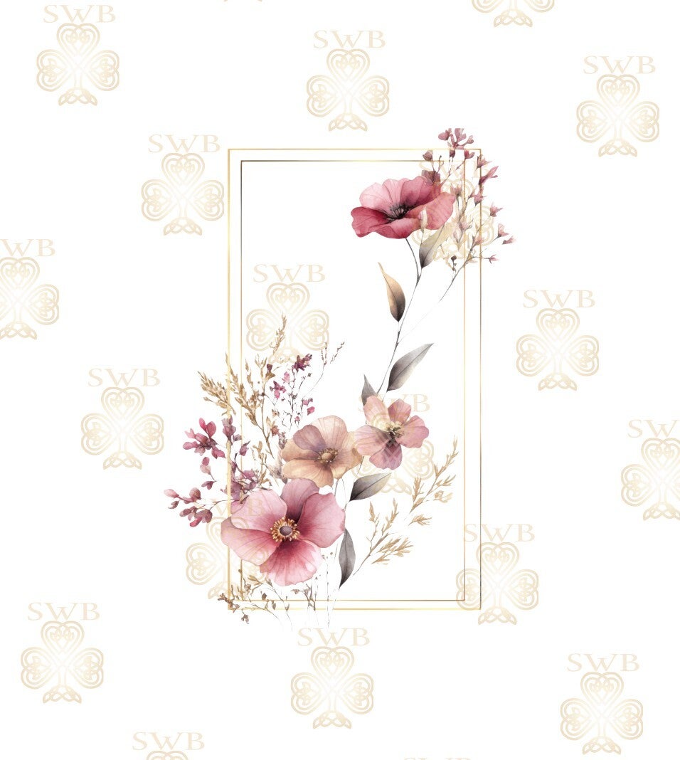 DTF or UVDTF Print -Floral Frame #17