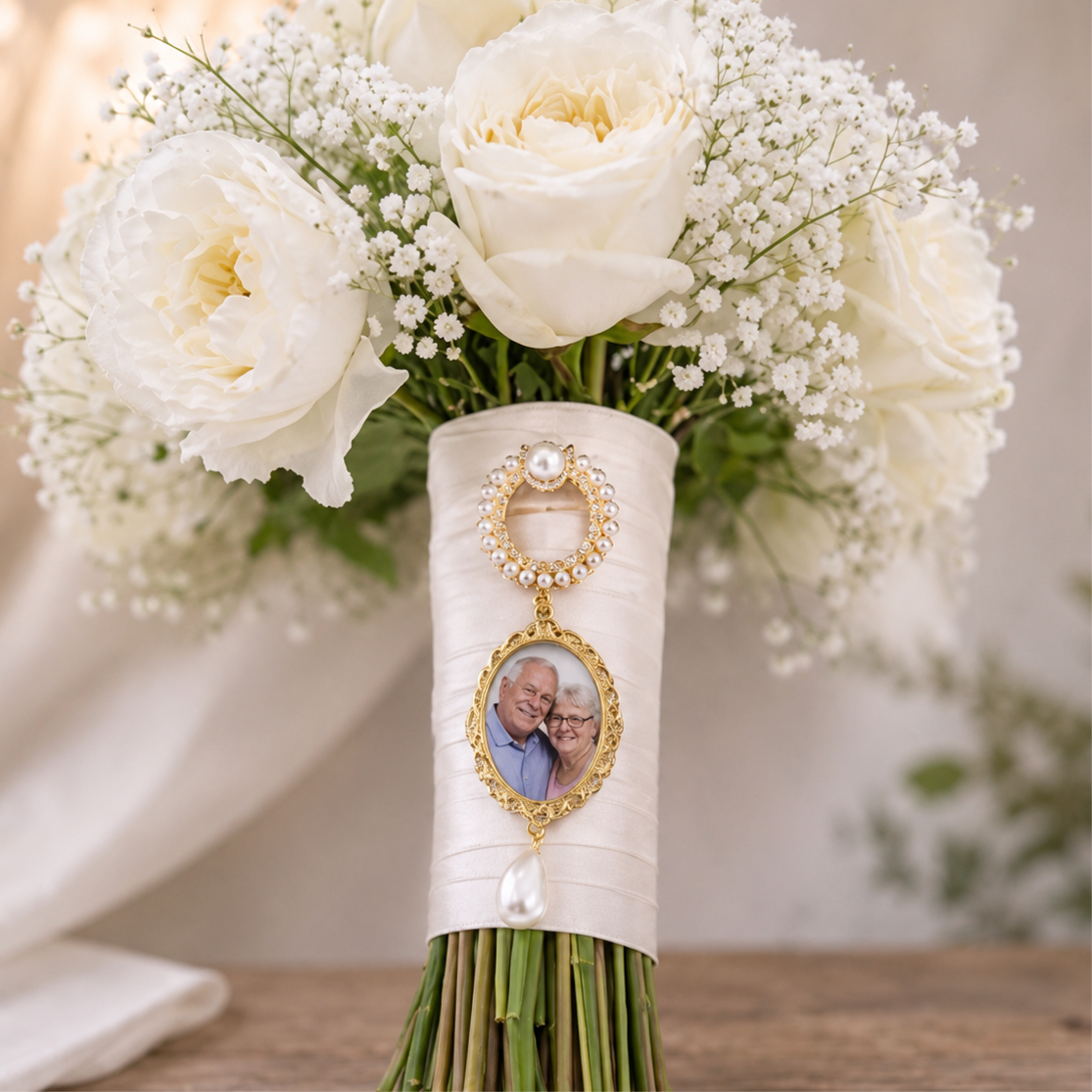 -Pearl Brooch/Bouquet Pin -Gold