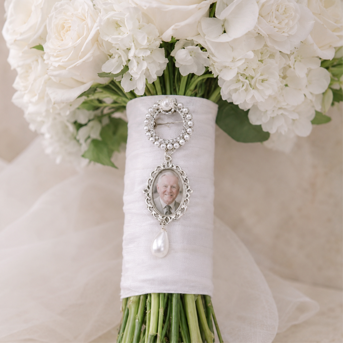 -Pearl Brooch/Bouquet Pin -Silver