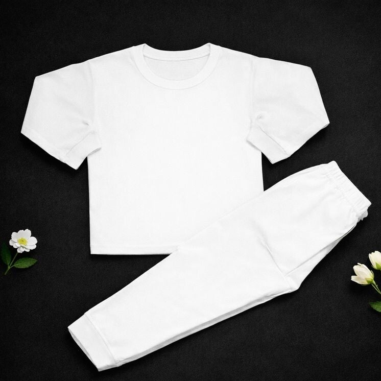 -Kids White Pyjamas -LONG