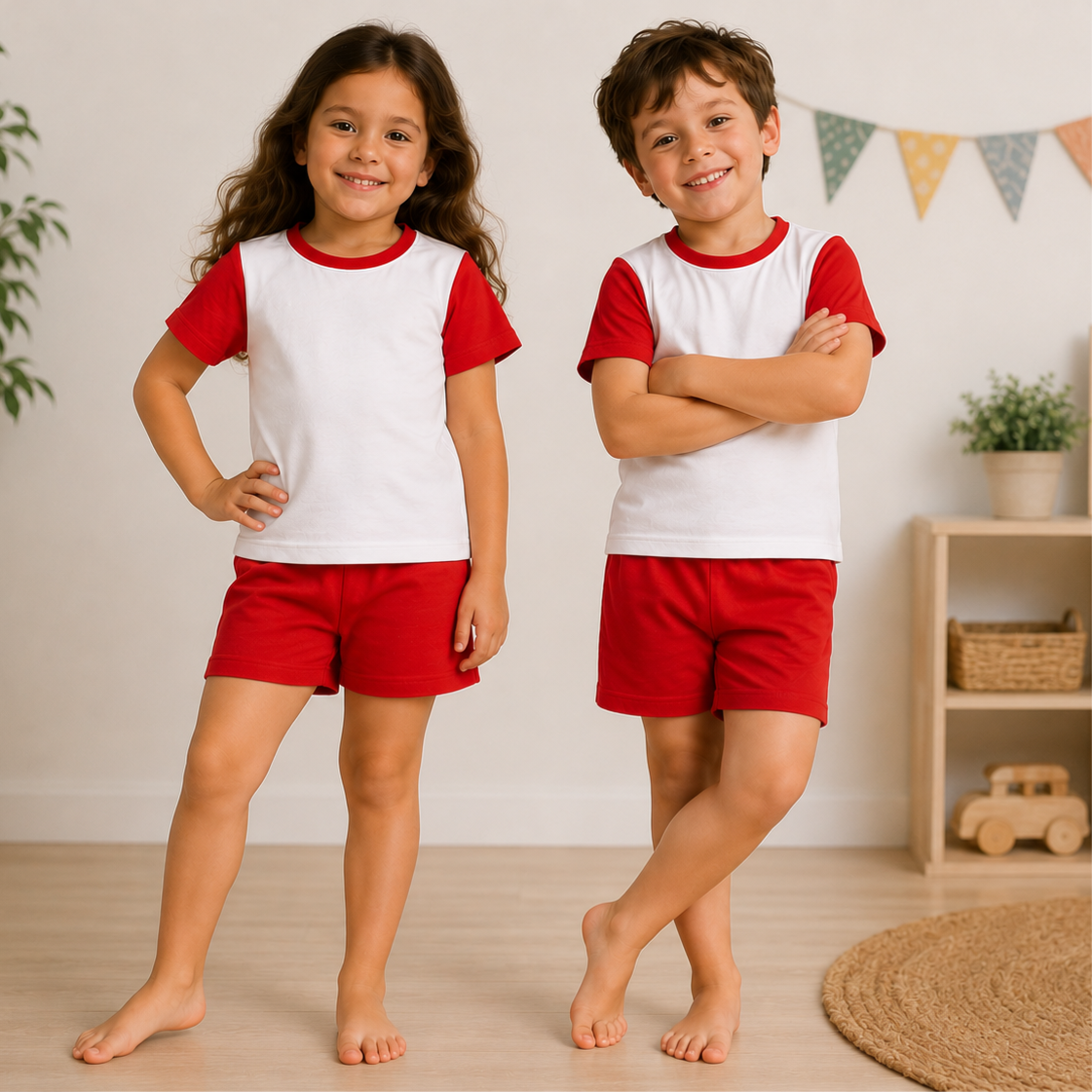-Kids Red Sublimation SHORTS set