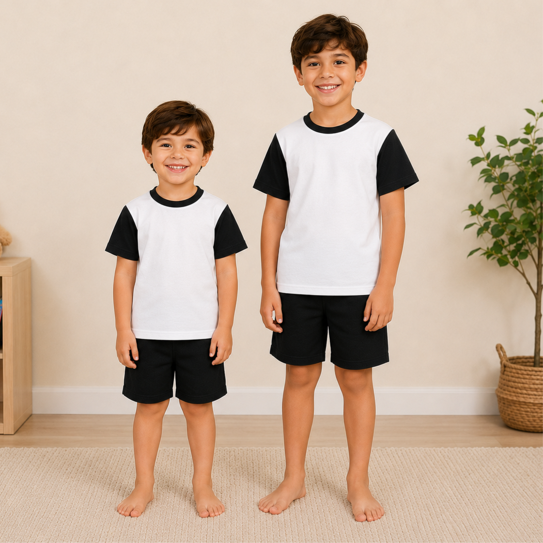 -Kids Black Sublimation SHORTS set
