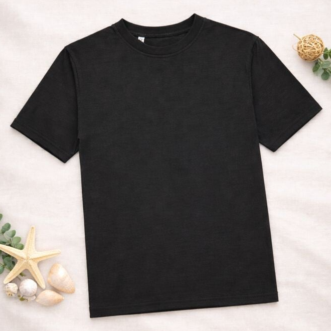 -Adults Cotton Tshirt- Black Light Cotton