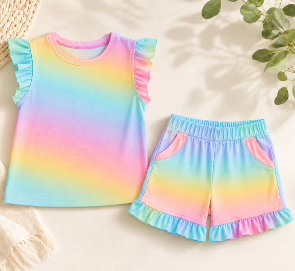 -Kids Ombre Fill Cotton SHORTS Set