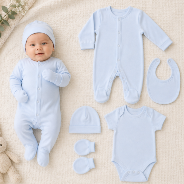 -Light Sky Blue 5 Piece Baby Set
