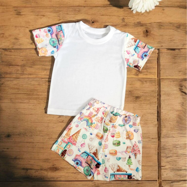 -Girls Candy Print SHORTS Set