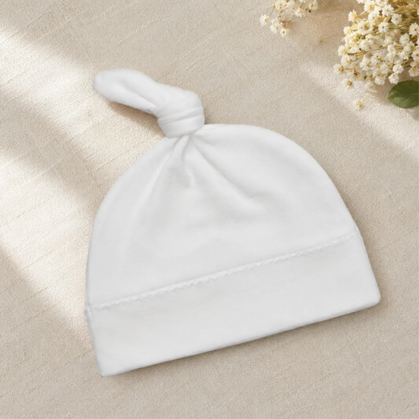 -Baby Knotted Hat - White