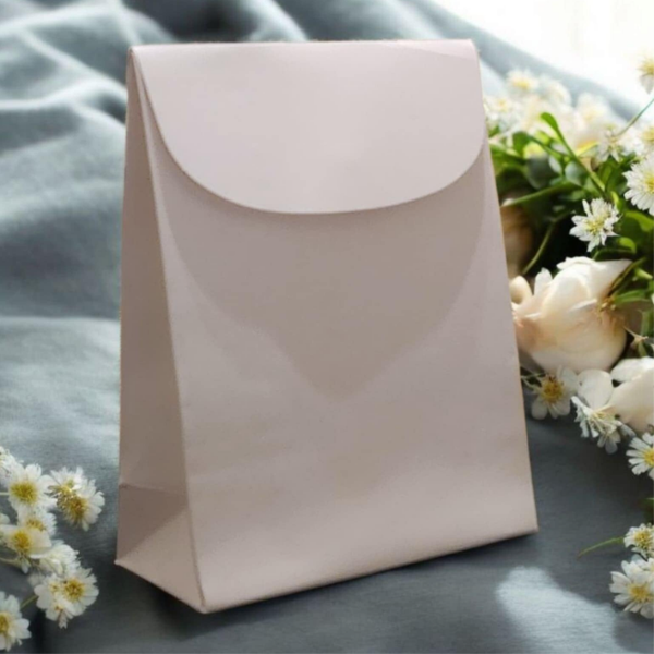 -White Velcro Gift Bag- 16x12x6cm