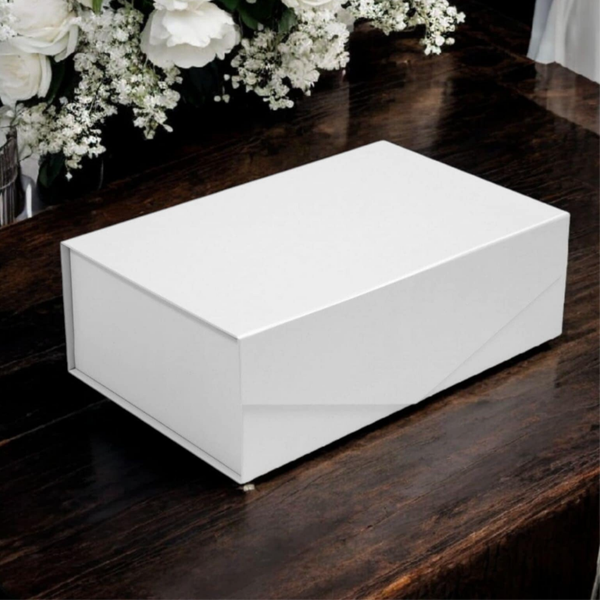 -Magnetic Close Gift Box - White- Envelope Style