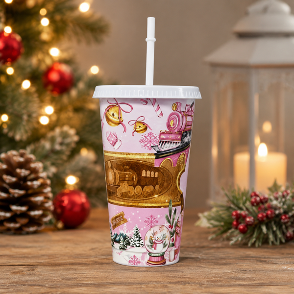 -Pink Christmas Express Cup -24oz -5 Pack (PRE-ORDER)