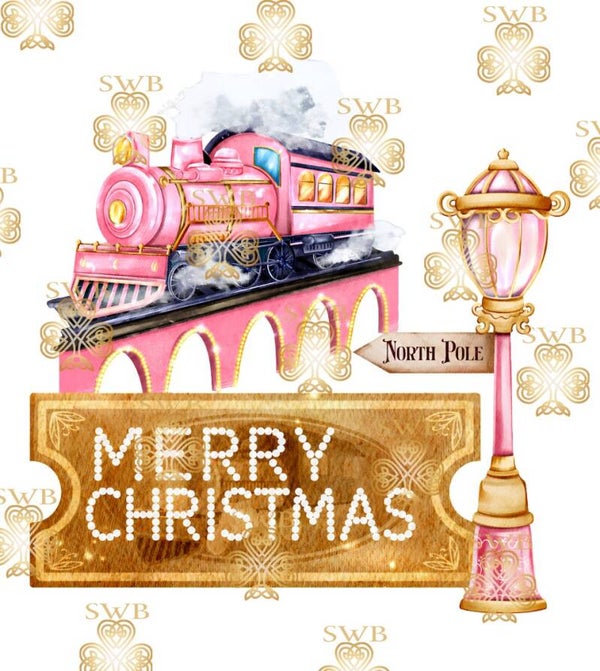 DTF or UVDTF Print -  Pink Christmas Express #2