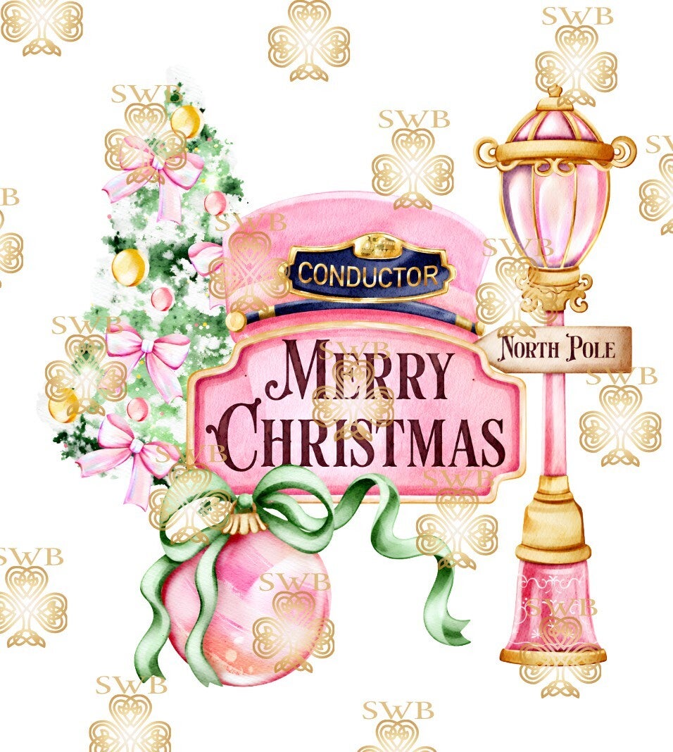 DTF or UVDTF Print -  Pink Christmas Express #14