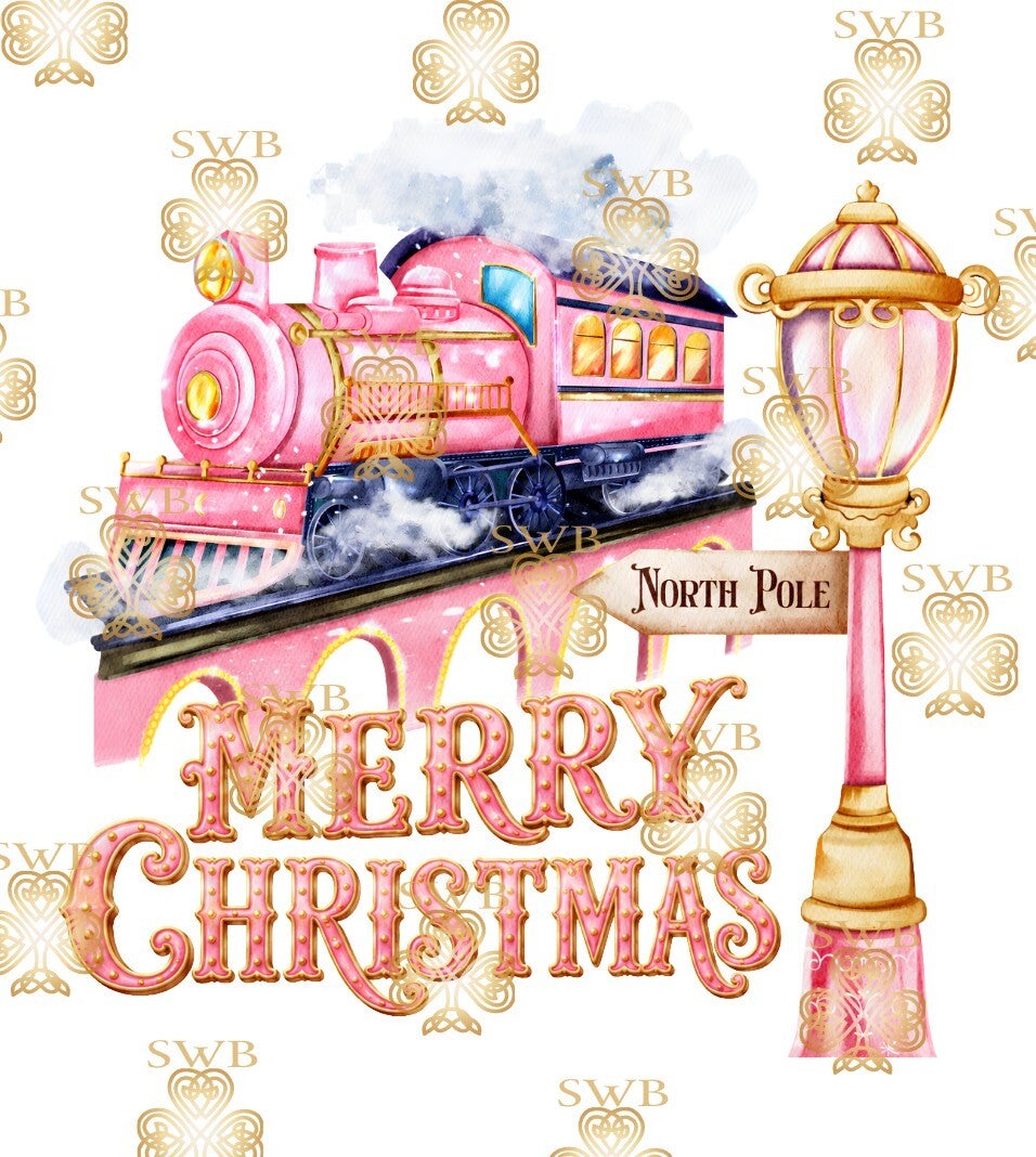 DTF or UVDTF Print -  Pink Christmas Express #15