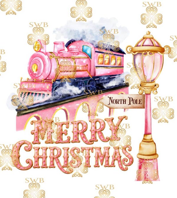 DTF or UVDTF Print -  Pink Christmas Express #15