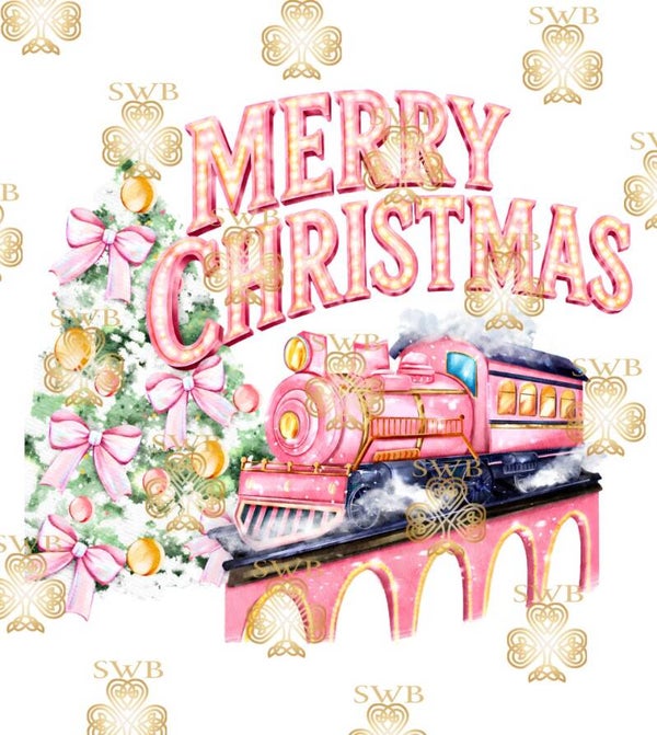 DTF or UVDTF Print -  Pink Christmas Express #16