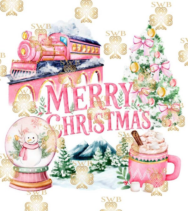 DTF or UVDTF Print -  Pink Christmas Express #3