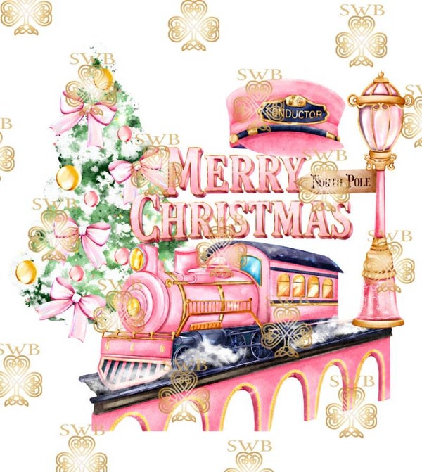 DTF or UVDTF Print -  Pink Christmas Express #4