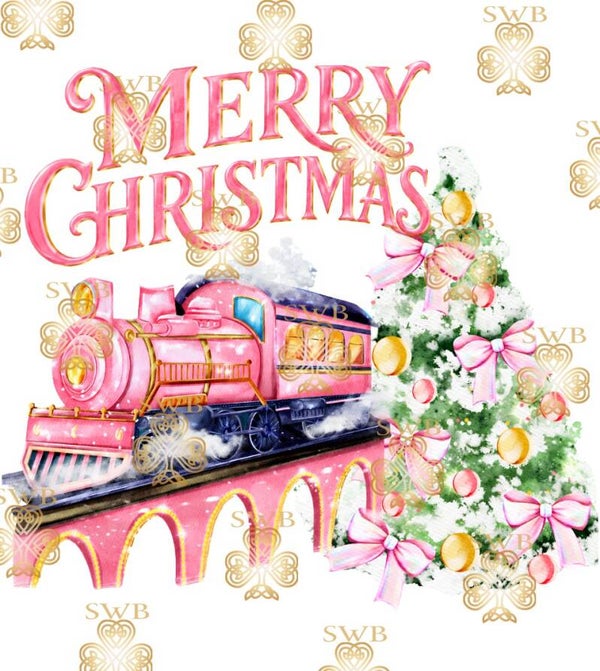 DTF or UVDTF Print -  Pink Christmas Express #5
