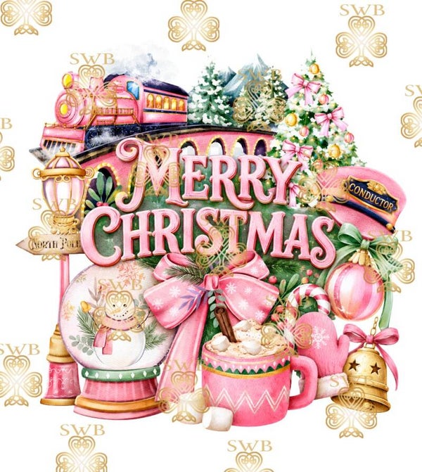 DTF or UVDTF Print -  Pink Christmas Express #6