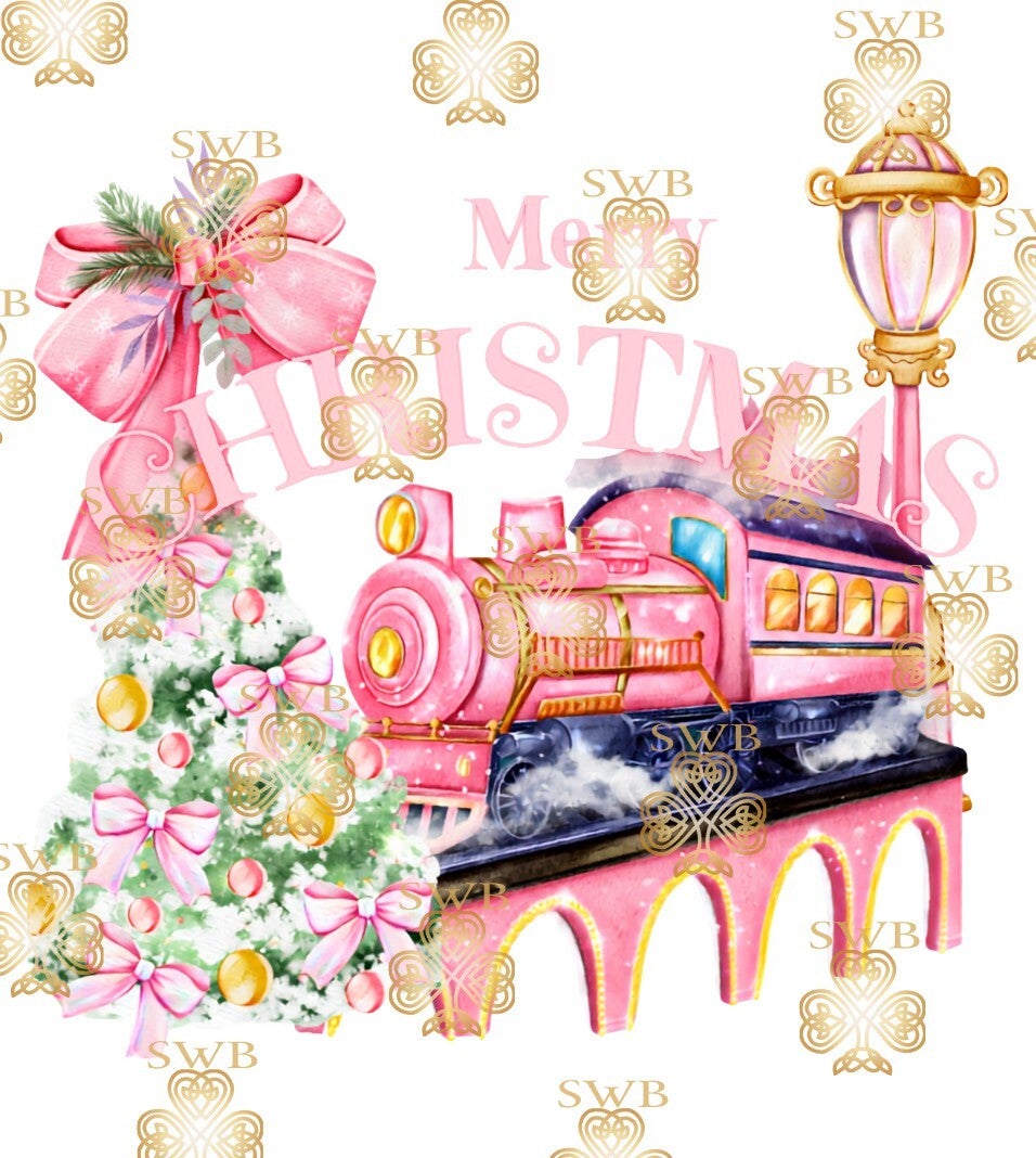 DTF or UVDTF Print -  Pink Christmas Express #7