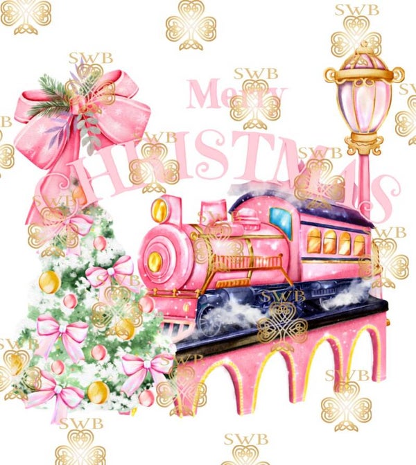 DTF or UVDTF Print -  Pink Christmas Express #7