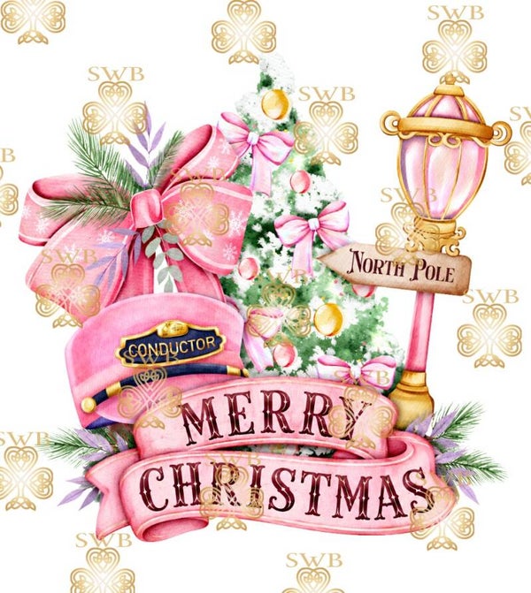 DTF or UVDTF Print -  Pink Christmas Express #9