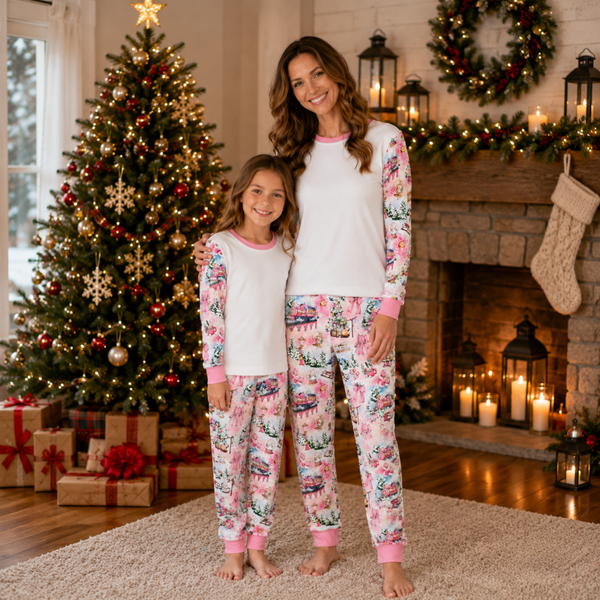 -Pink Christmas Express Christmas Pyjamas -LONG (PRE-ORDER)