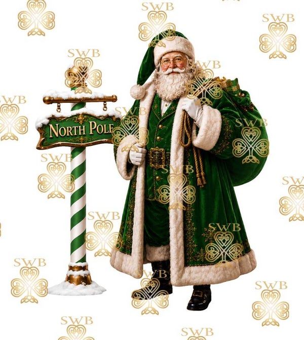 DTF or UVDTF Print -Santa #38 -Green
