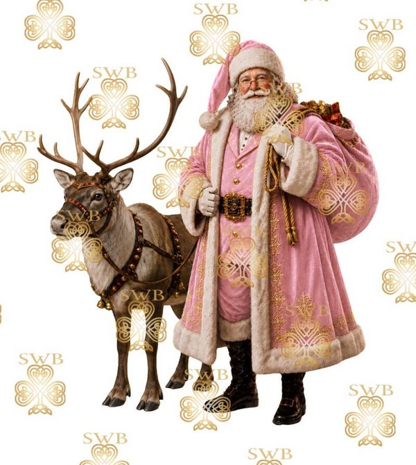 DTF or UVDTF Print -Santa #41 -Pink