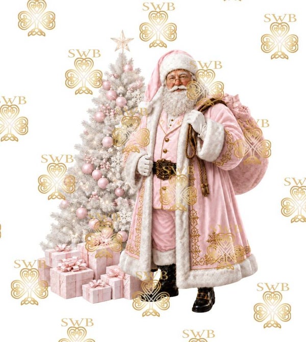 DTF or UVDTF Print -Santa #46 -Pink