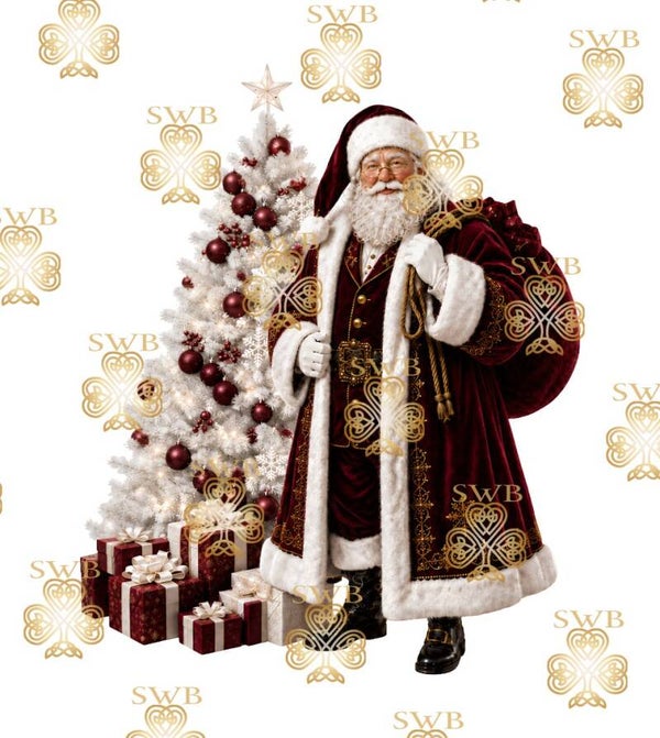 DTF or UVDTF Print -Santa #51 -Burgundy