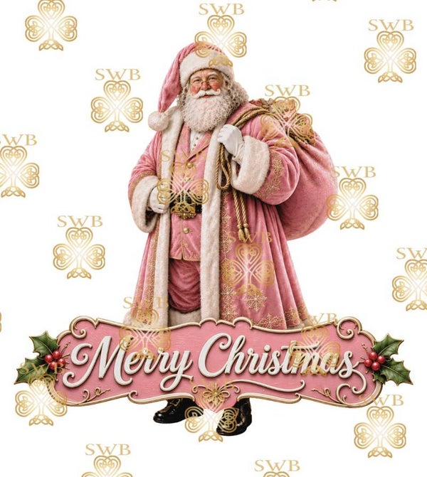 DTF or UVDTF Print -Santa #52 -Pink