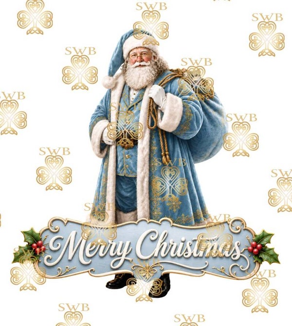 DTF or UVDTF Print -Santa #53 -Blue