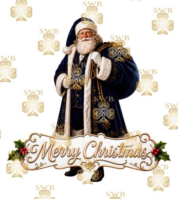 DTF or UVDTF Print -Santa #55 -Navy