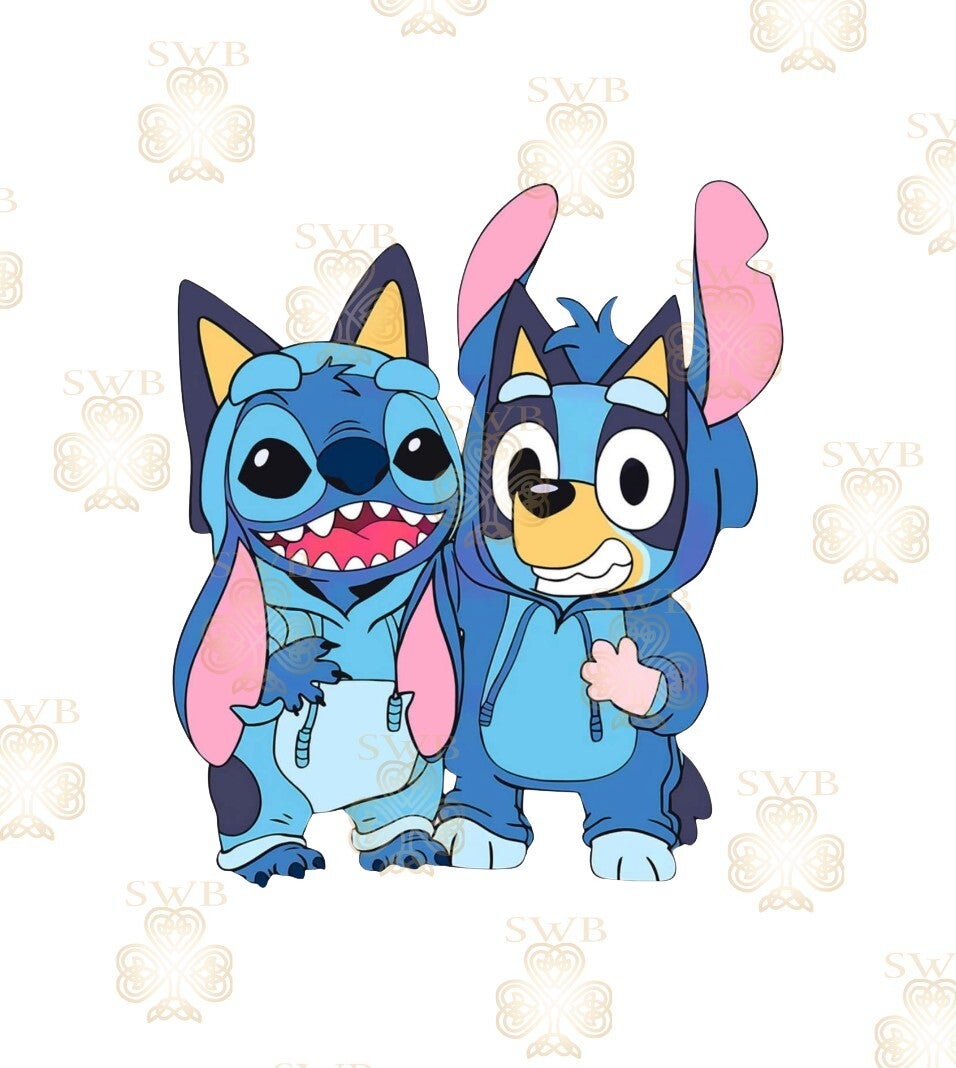 DTF or UVDTF Print -Stitch & Bluey