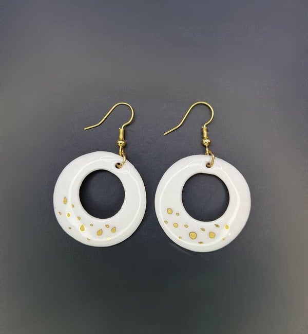 Boucles d'oreilles en porcelaine Rondes Blanches