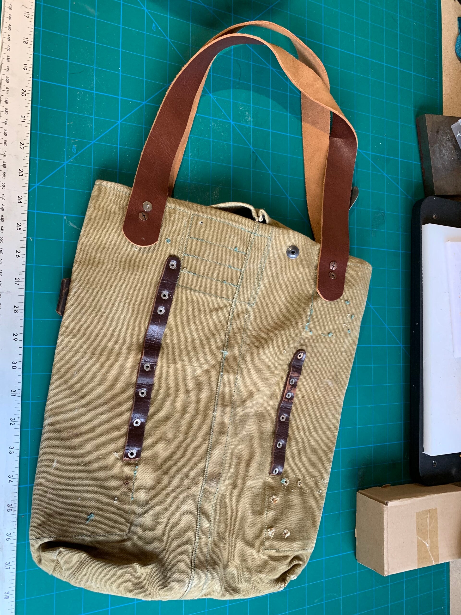 Up cycled Army Canvas Tote Bag
