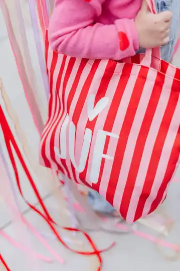 Canvas tas streep - juf