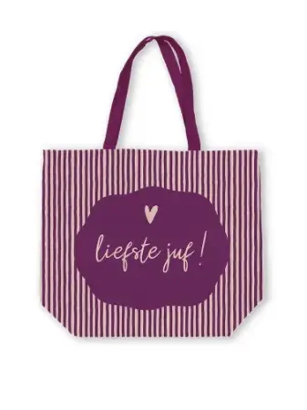 Canvas tas - streep liefste juf