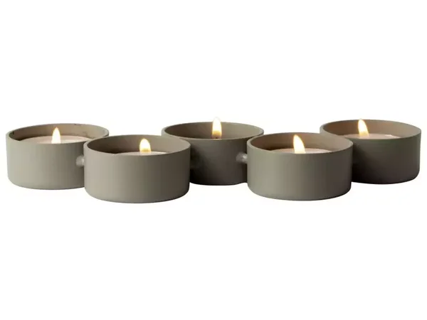 Waxinelichthouder 5 stuks metaal groen