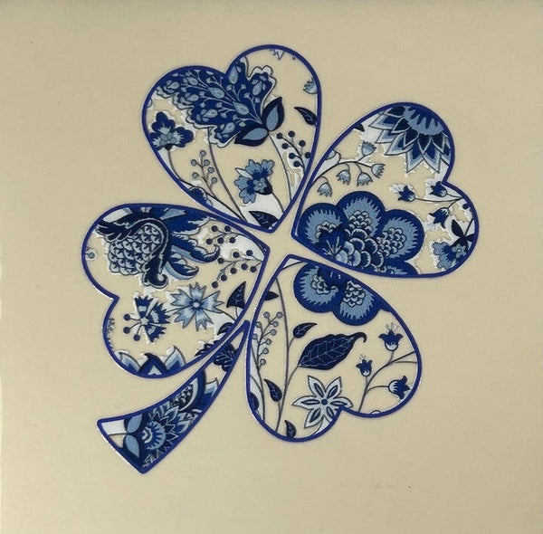 Quote tegel - Delfts blauw klavertje vier