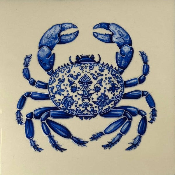 Quote tegel - Delfts blauw krab