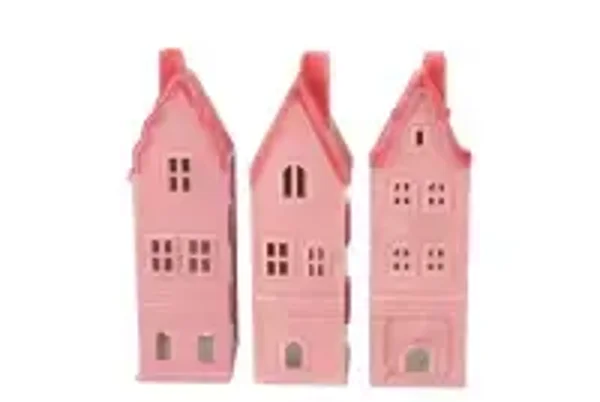 Waxinelichthouder - huis roze