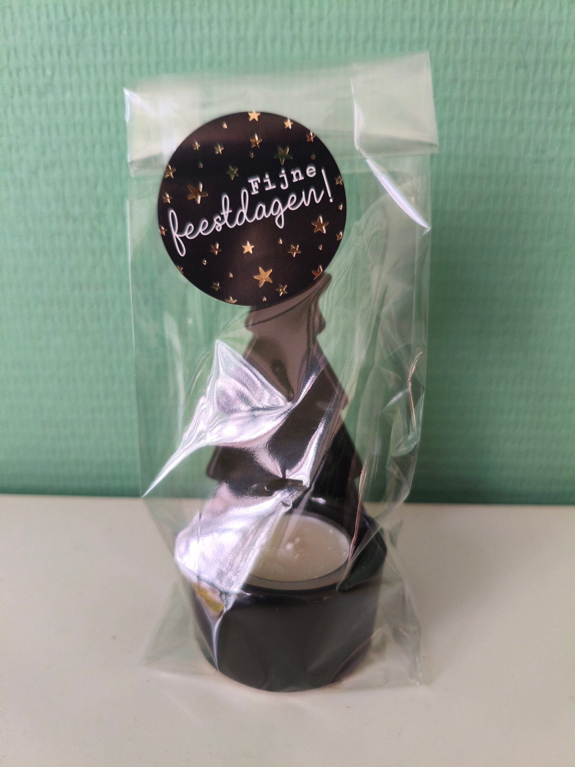 Stenen kerstboom met waxinelichtje