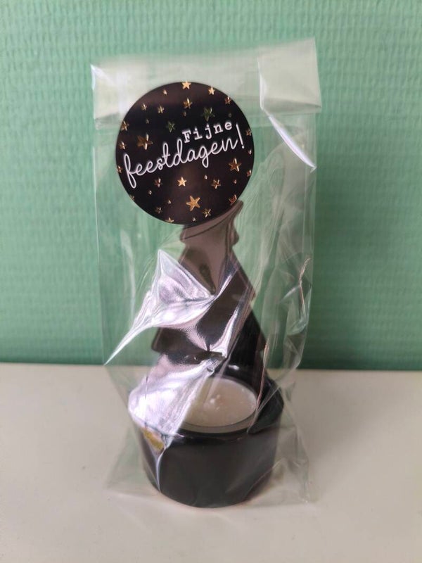 Stenen kerstboom met waxinelichtje