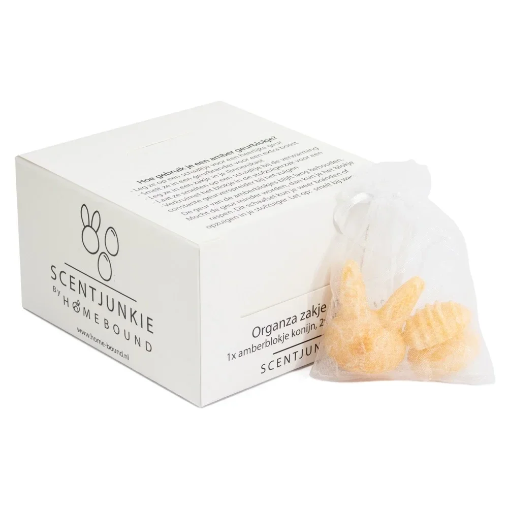 amberblokjes in een organza zakje Pasen - Lily