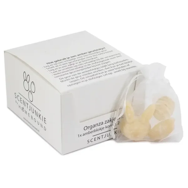 amberblokjes in een organza zakje pasen - silk