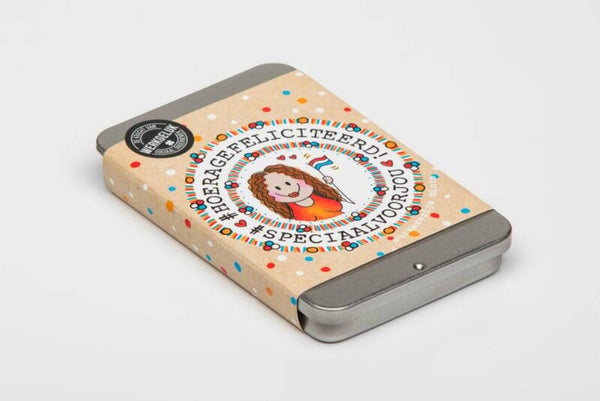 Blikje smintjes - hoera gefeliciteerd vrouw