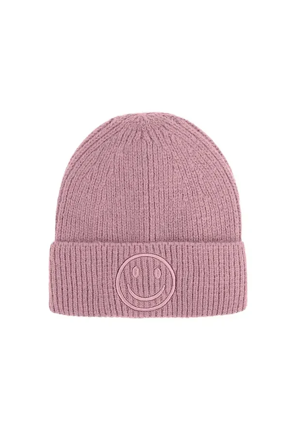Beanie smiley oud roze